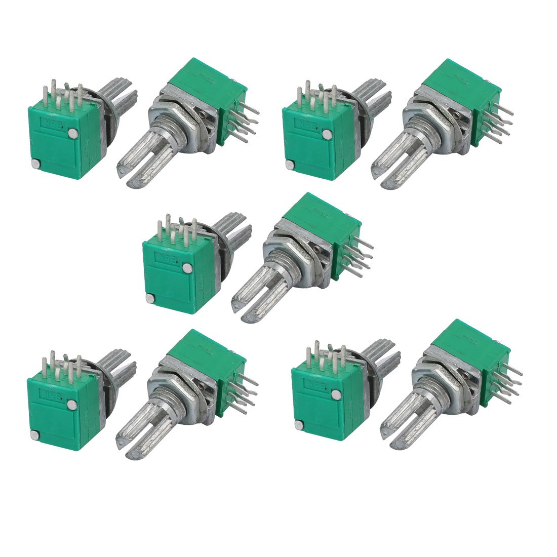 Sourcingmap 10pcs B Double Linear 6mm Dia Knurled Shaft Rotary Potentiometer