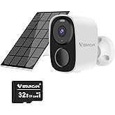 VSTARCAM 2K Solar Outdoor Security Camera with Micro SD Card 32 GB, PIR Motion Detector, Color Night Vision, 2.4GHz&5GHz WLAN, 2-Way Audio, IP66