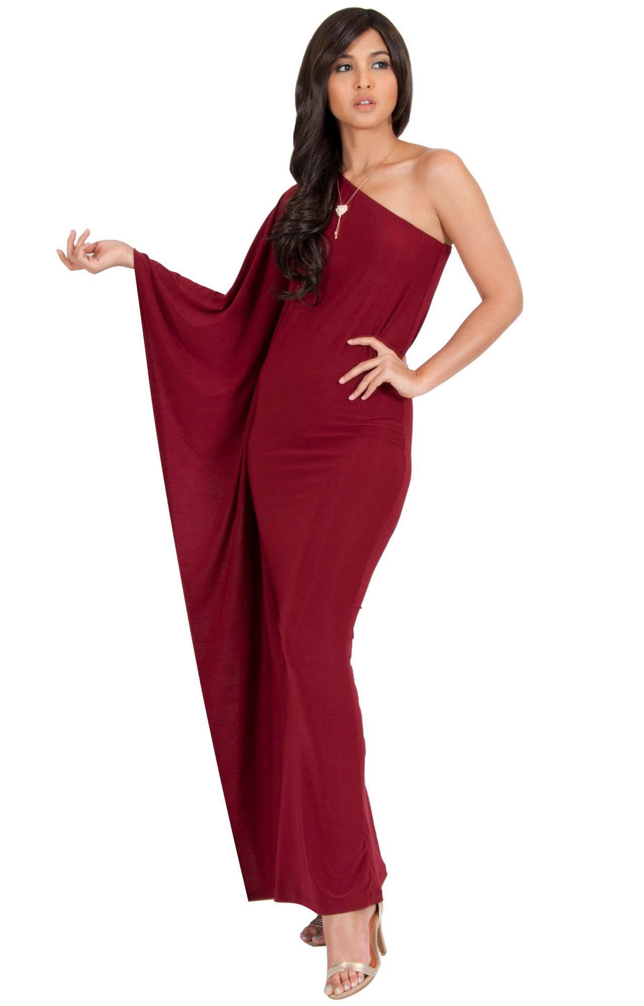 KOH-KOH-Womens-Long-One-Off-The-Shoulder-Evening-Cocktail-Bridesmaid-Wedding-Party-Tube-Guest-Summer-Formal-Flowy-Elegant-Sexy-Gown-Gowns-Maxi-Dress-Dresses-Crimson-Dark-Red-L-12-14