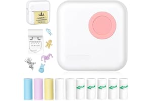 MOREMORE Mini Pocket Printer, Thermal Printer with 10 Rolls Thermal Papers and Stickers for iOS&Android, Inkless Sticker Printe for Photo, DIY, Lable, Receipt, Pink
