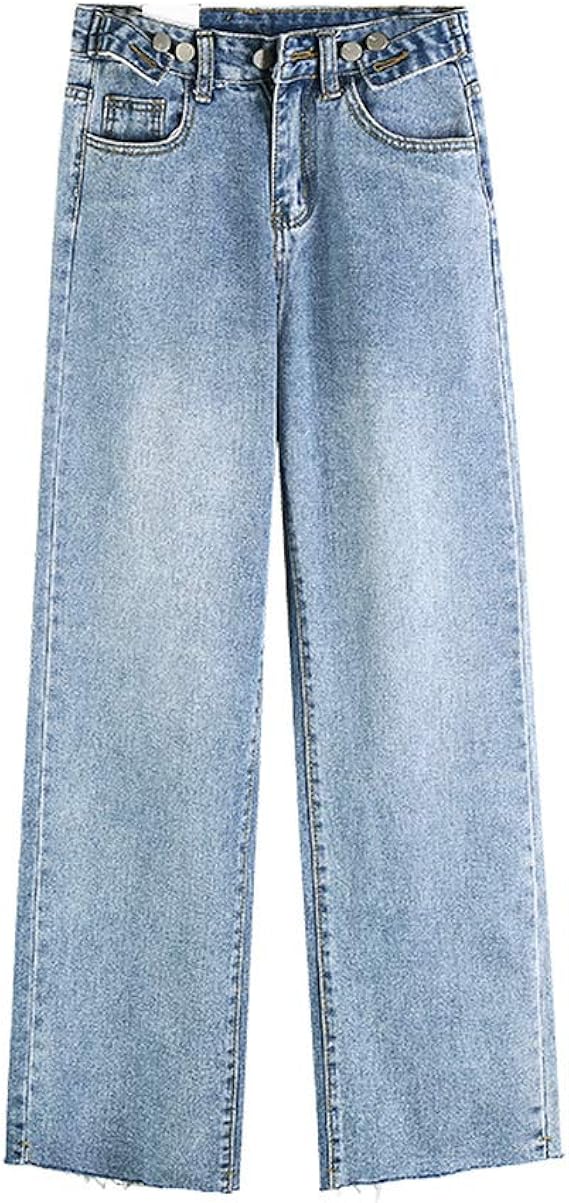 Amazon Zhangsong レディース ワイドレッグ ジーンズ 緩い パンツ 秋 ズボン 韓国語 バージョンは 薄いハイ ウエスト ストレート パンツモッ プパンツ でした ジーンズ 通販