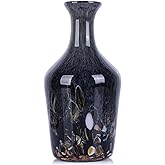 Hand Blown Glass Vase Smoke Gray – Murano Style Art Glass Vase with Rounded Belly and Wide Mouth, Bubble Vase, Elegant Center