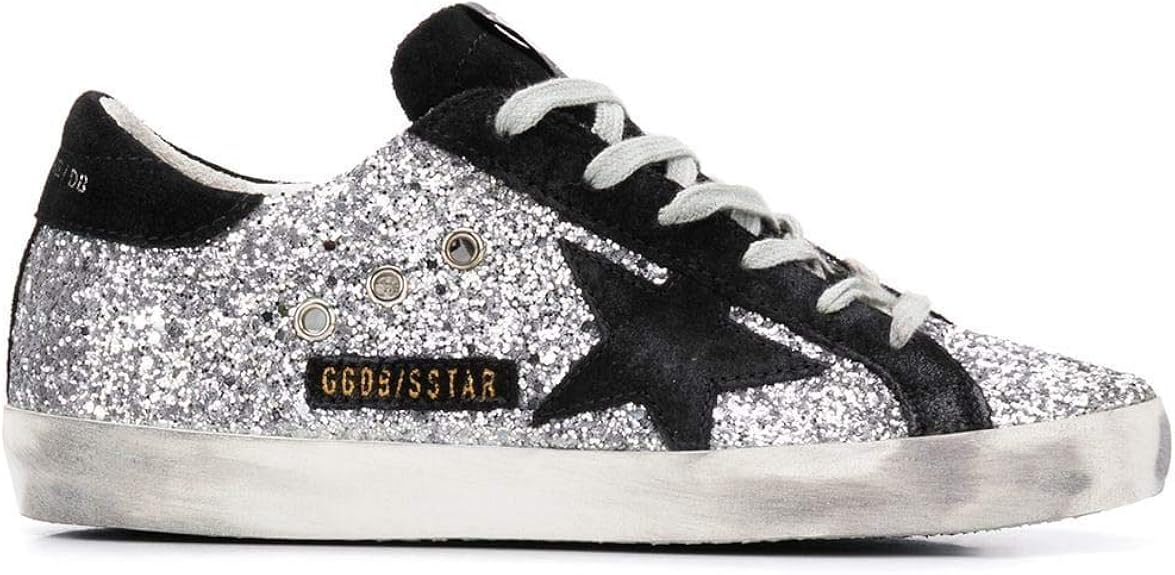 GOLDEN GOOSE - Baskets Superstar Cuir Paillettes Noir Arg,Exclu Lulli