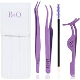 B&amp;Q Eyelash Applicator Tool 3PCS Lash Tweezer Seamless Placement DIY Lashes | Lash Tweezers for Eyelash Extensions and Removal Reusable Eyelash Clusters, Eyelash Tweezers Ergonomically Designed Handle