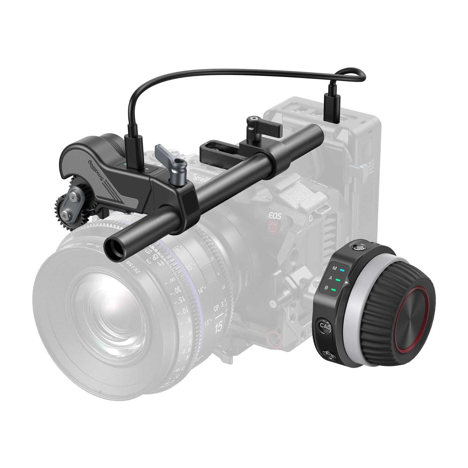 SMALLRIG Wireless Follow Focus Kit (Lite) with Handwheel Controller & Receiver Motor, A/B Stops & 15mm Rod Clamp, Compact Design, Widely Compatible with Cinema and Zoom Lenses with High Damping 4296B