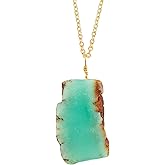 NJCRAFT Raw Gemstone Pendant Necklace for Women |Natural Healing Crystal Rough Pendant 15–25 Carat | Gold Plated Chain 16+2 Inch Adjustable | Gift Jewelry
