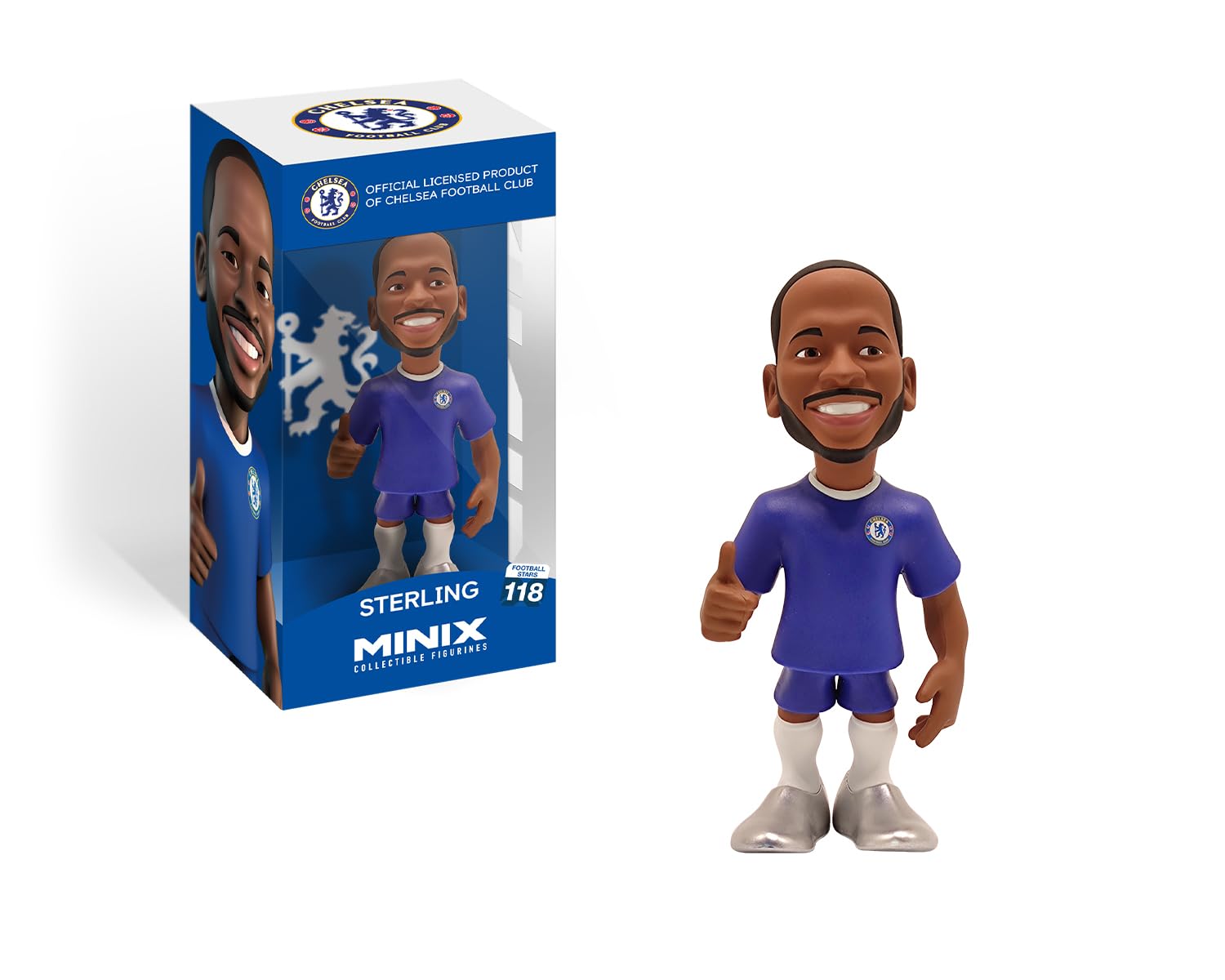 MINIX Bandai Chelsea Raheem Sterling Model | Collectable Raheem Sterling Figure In Chelsea Shirt | Bandai Football Toys Range | Collect Your Favourite Football Figures And Teams — image 1
