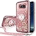 Silverback Case Compatible with Samsung Galaxy S8, Girls Women Moving Liquid Holographic Sparkle Glitter Case with Kickstand, Bling Bumper W/Ring Stand Slim for Samsung Galaxy S8 -RD