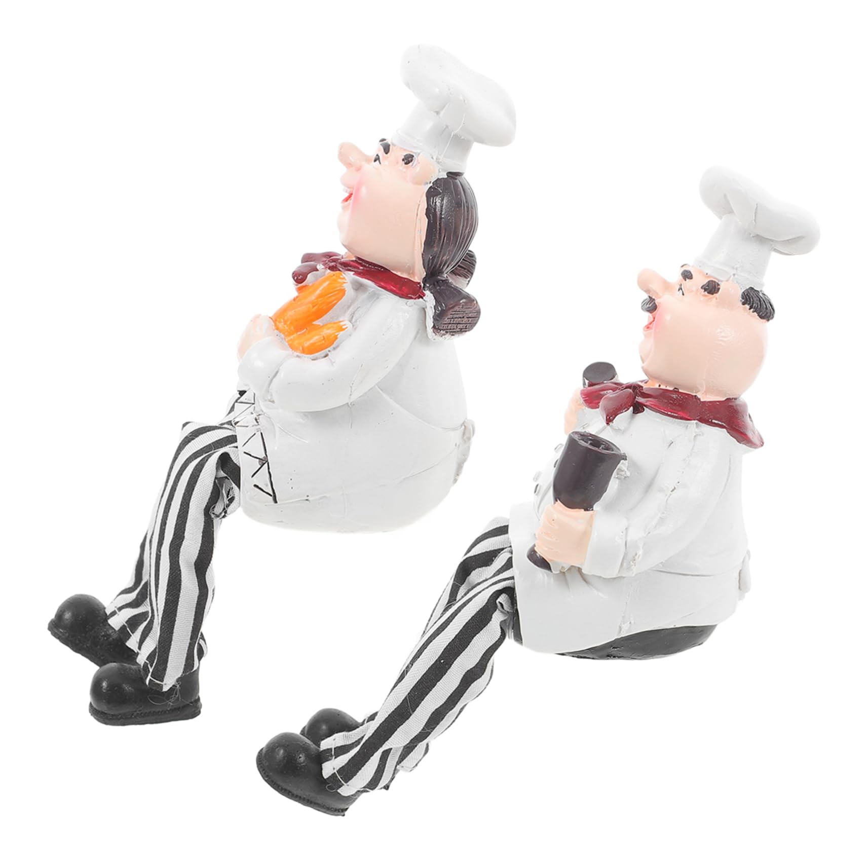 ORFOFE Resin Chef Ornament 2Pcs Cute Cartoon Chef Figurines Kitchen Shelf Decoration Lightweight Resin Crafts for Home Office Countertop
