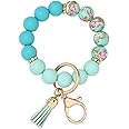 BAOSIWA Silicone Beaded Keychain Wristlet Key Ring Bracelet Cute Car Key Chain Holder for Women Girls
