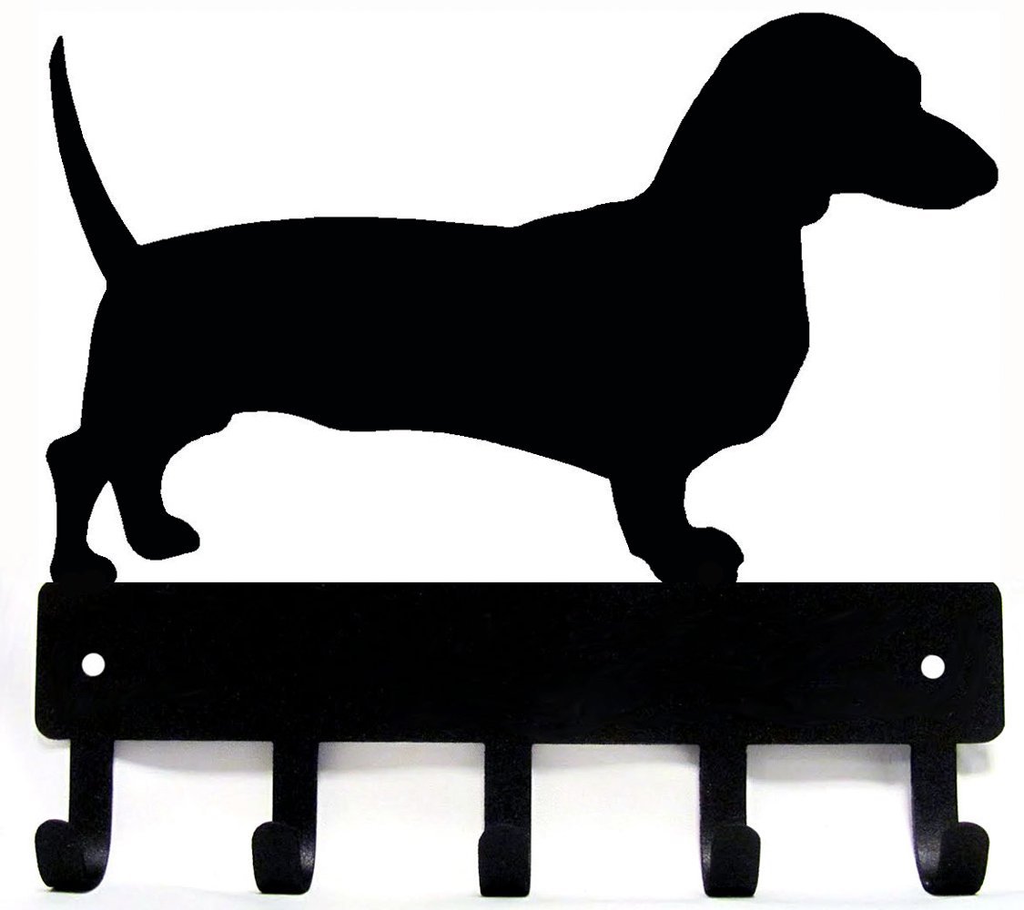 The Metal Peddler Dachshund Key Rack Dog Leash Hanger Large 9 inch Wide