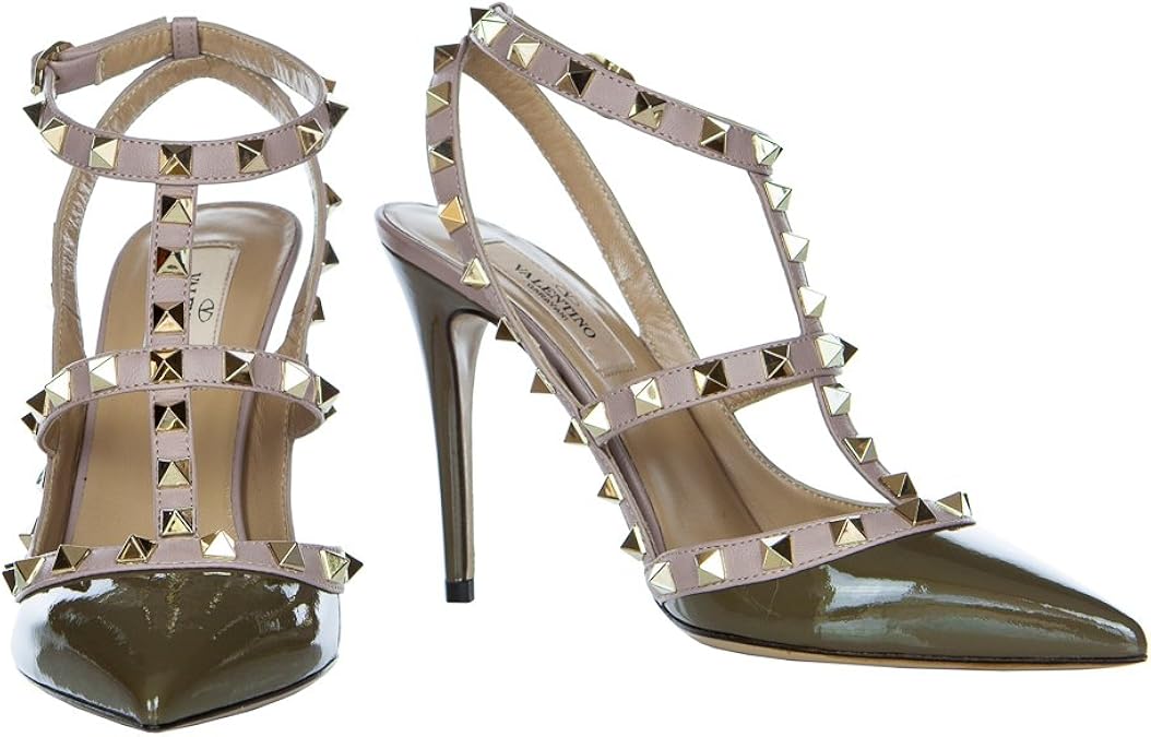 Valentino Rockstud Army Green Patent Leather