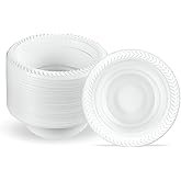 PLASTICPRO 200 PCS White Plastic Bowls 5 oz Premium Quality Light Weight Dishes Disposable Small Plastic Bowls for Dessert Appetizers Soups for Parties Weddings