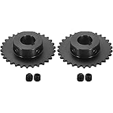 uxcell 2 Pcs #35 Chain Roller Sprocket 1" Bore, 30 Tooth C45 Carbon Steel ANSI #35 Roller Sprocket Round Hole with Set Screws for ISO 06C Chain