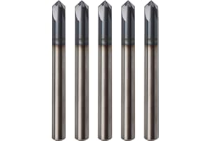 Zorqon 5Pcs 1/4" Solid Carbide End Mills, AlTiN Coating, 4 Flute, Chamfer End Mill for Steel, Single End End Mill Bits, 90° Chamfer Angle, 1/4" Shank Diameter