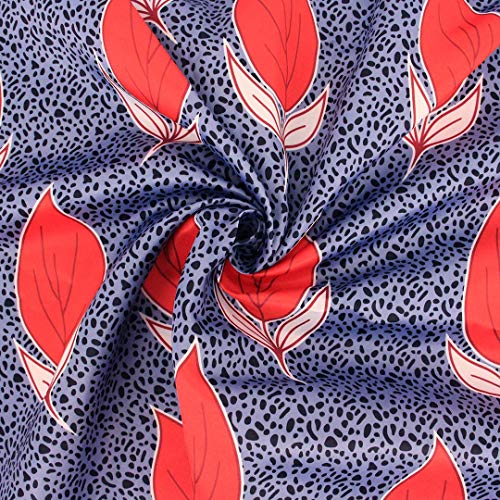Novia's Choice Women African Floral Print Pleated High Waist Maxi Casual A-Line Skirt(Red Leaf S)