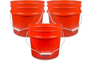 ePackageSupply 3.5 Gallon Plastic Bucket Only (Lid Not Included) I Heavy Duty I Food Storage, BPA-Free I 90 Mil All Purpose Pail I Made in The USA (Red, 3)