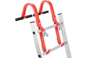 SLIIMU 2 Pack Heavy Duty Ladder Roof Hooks with 360° Rotating Universal Wheel and Foam T-Shape Grip Bar, 500 lbs Weight Ladder Stabilizer for Roof, Orange