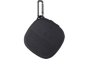 AOTNEX Carrying Case for Bose SoundLink Micro Case with Portable Metal Hook for Easy Carrying, Soft Silicone Shockproof Cover Fits Bose Micro Bluetooth Speakers for Secure Outdoor Protection(Black)
