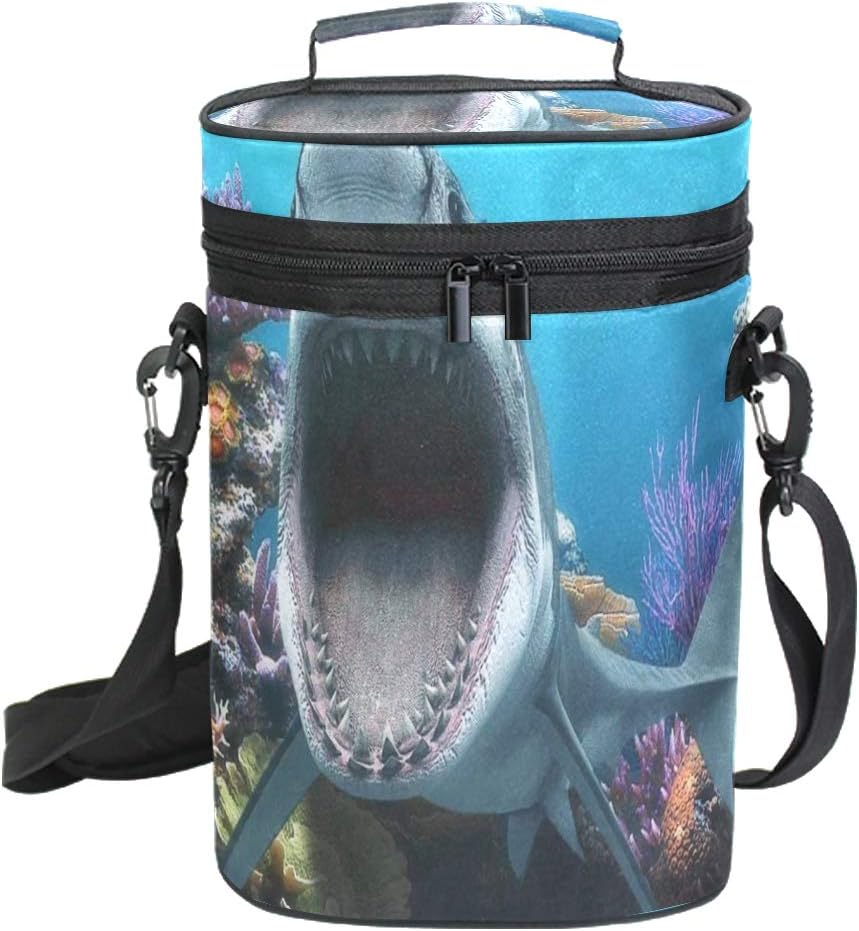 Bottle Wine Carrier Great White Shark Fishtank Portable Insulated Travel Wine Tote Bag Reusable Cooler Bag Set