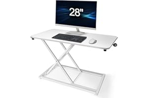 Aconcept Wider 28 x 14 White Lift Standing Desk Converter, Manual Adjustable Height Sit Stand up Desk Riser, Compact for Monitor or Laptop Workstation