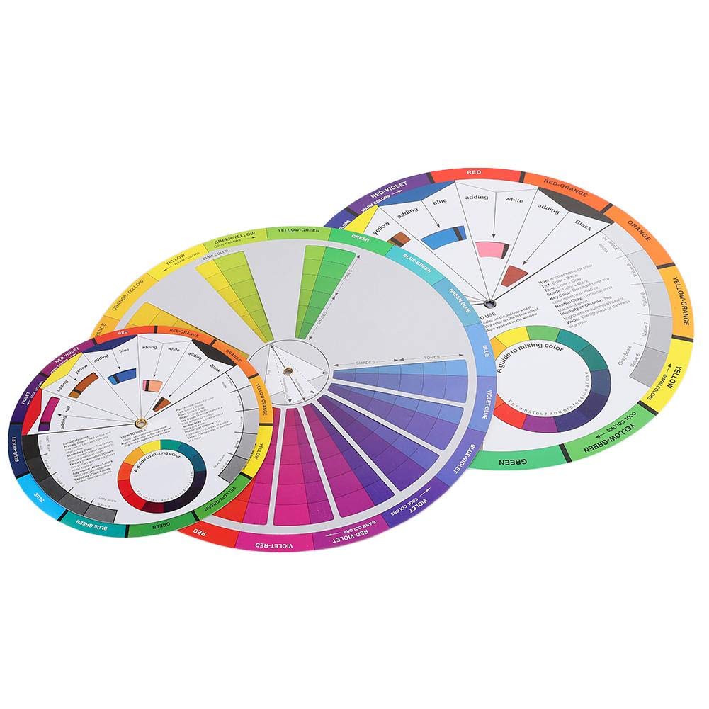 Color Wheel, 3pcs Color Mixing Guides Wheel Paint Mixing Learning Art Class Teaching Tool Color Scheme for Paint Permanent Eyebrow Lip Body
