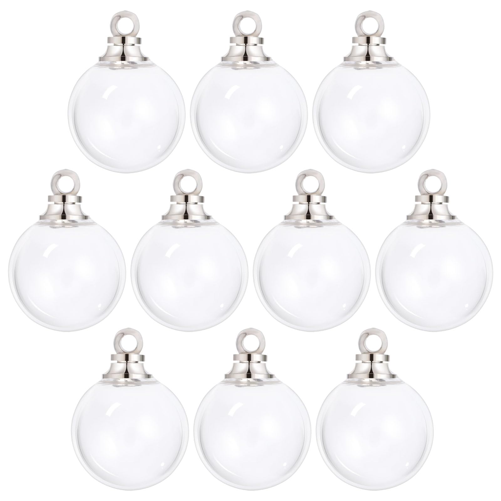 CHGCRAFT 10Pcs Clear Glass globe Charm Screwable Alloy Transparent Glass Pendants, Round Charms Platinum Pendant Kits Glasses Dome for Bracelet Necklace Jewelry Making DIY, 0.75 inch long