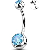 OUFER Belly Button Rings Surgical Stee, Internally Threaded Belly Rings, 14G Belly Piercing Jewelry, Belly Button Rings, Navel Piercing Jewelry For Women Men