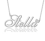 AOLO Stella Heart Name Necklace Silver Stainless
