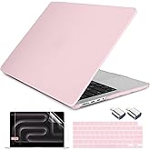 DONGKE Compatible with New MacBook Pro 16 inch Case 2024 [M4 Pro / M4 Max Chip] Model A3403 A3186, Protective Plastic Hard Shell & Keyboard Cover & Screen Film & Type C Adapter - Frosted Solid Pink