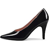 GENSHUO Women High Heels Stiletto Pumps Black Gold Brown Close Pointed Toe Slip On Dress Shoes Basic Classic Wedding Work Office Party Comfortable