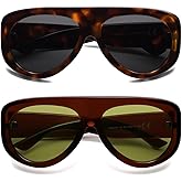 HERJOUR Trendy Aviator Sunglasses Womens Mens Retro 90s Rectangle Wrap Shades Oversized Style AR82372