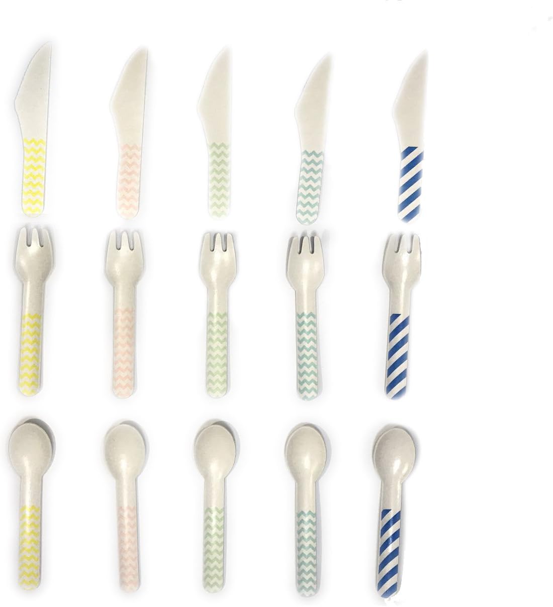 Colorful Paper Cutlery 100% Biodegradable, 12 Paper Fork, 12 Paper Knife, 12 Paper Knife (Navy Blue)