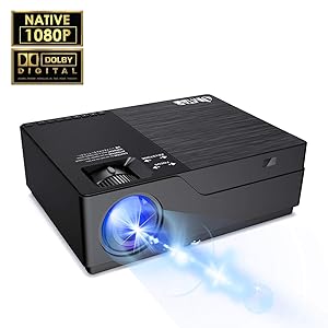 JIMTAB M18 Native 1080P LED & Video Projector, 4500 Lux HD Projector with 300”Display Support AV,VGA,USB,HDMI, Compatible with Xbox,Laptop,iPhone and Android for Academic Display (Dark Star)