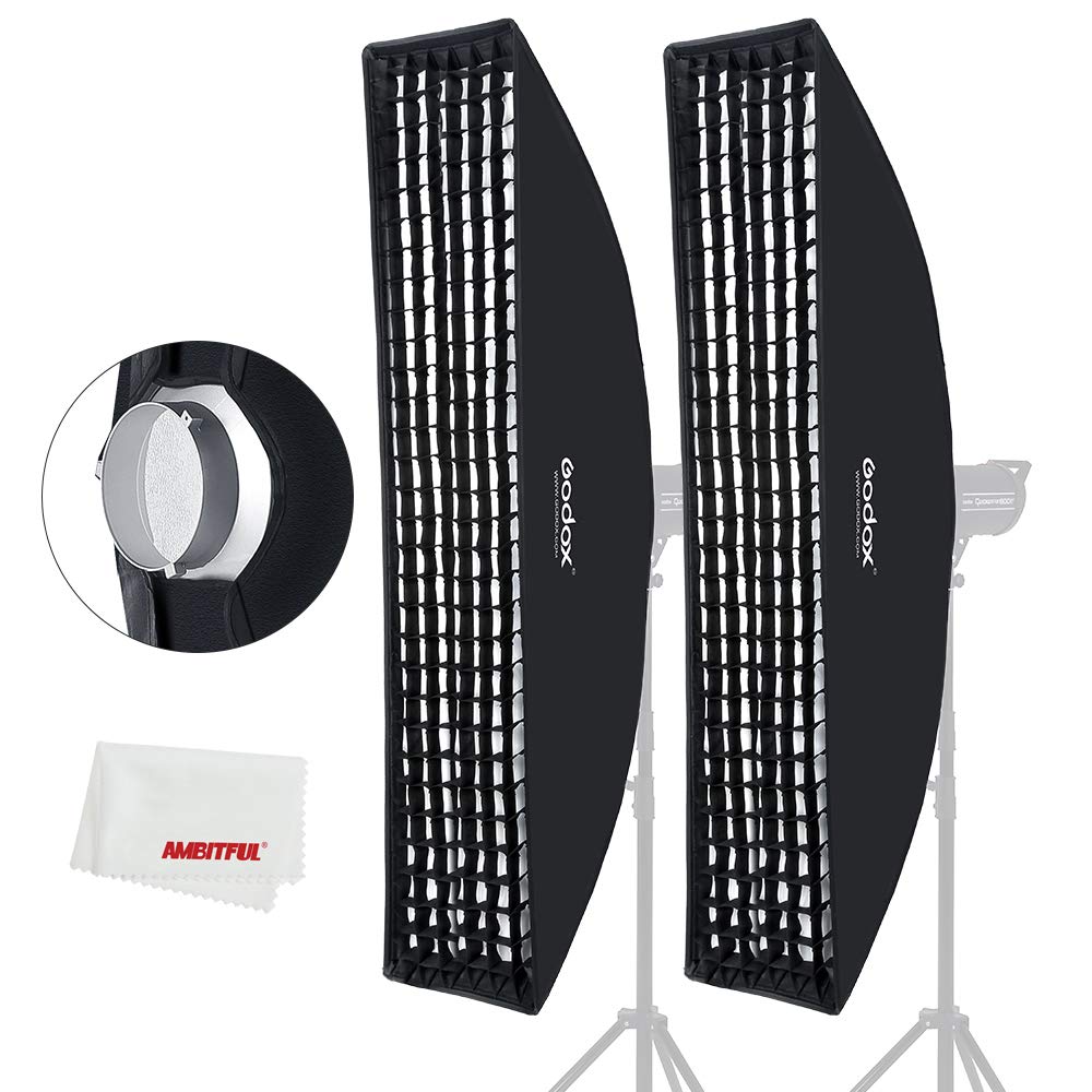 Godox Softbox Strip Honeycomb Grid Rectangular Softbox for Photo Strobe Studio Flash Bowens Mount(2PCS) (FW35X160)