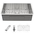 Sarlai 35 Kitchen Sink Undermount Stainless Steel - 35 x 19 Inch Undermount Sink Big Single Bowl Stainless Steel 16 Gauge Under Counter Sinks Basin