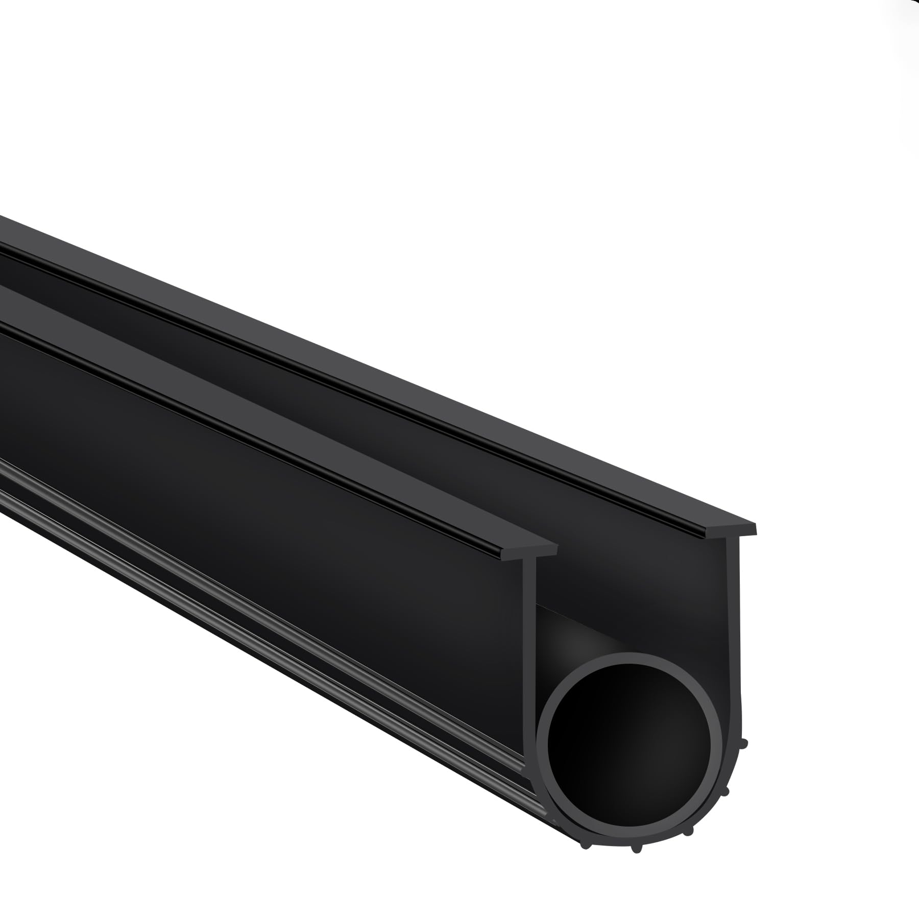 Photo 1 of Taaizau Durable Garage Door Bottom Seal Strip, Rubber Weatherproof Replacement Weather Stripping, Suitable for 5/16" T-End Double Track (118'', Black)