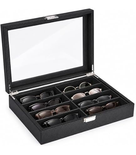 Amazon.com: Homeanda 2-Layer Sunglasses Case - 12 Slots Hard Shell