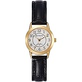 Miykon Ladies Watches for Women - Dainty Small Analog Womens Watch with Black Vegan Leather Strap - Second Hand, Ion Polished, Scratch Resistant Glass, Japanese Quartz, Waterproof to 100ft