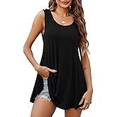 JollieLovin Women's Tunics Tank Tops Sleeveless Loose Fit T-Shirt with Flare Hem Comfy Swing Blouse (Available in Plus Size)