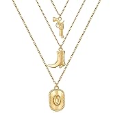 Plikin 14K Gold Plated Western Cowgirl Hat Necklace for Women Boho Tie Cowboy Necktie Accessories Lariat Long Y Necklace Western Country Jewelry Gifts