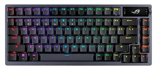 ASUS ROG Azoth Wireless Mechanical Gaming Keyboard – 75% TKL, Tri-Mode Connectivity, Hot Swappable Pre-lubed ROG NX Snow Linear Switches, PBT Keycaps, RGB, OLED Display, PC/Mac Support - Black