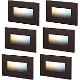 LEONLITE 5CCT 120V LED Step Lights, 3.5W 150LM 5%-100% Dimmable Horizontal Stair Lights Indoor Outdoor Wet Location, CRI90+ &