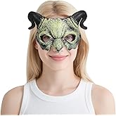 STOBOK Halloween Devil Mask Horror Half Face Mask Scary Horn Ghost Monster Cosplay for Halloween Cosplay Costume Beige