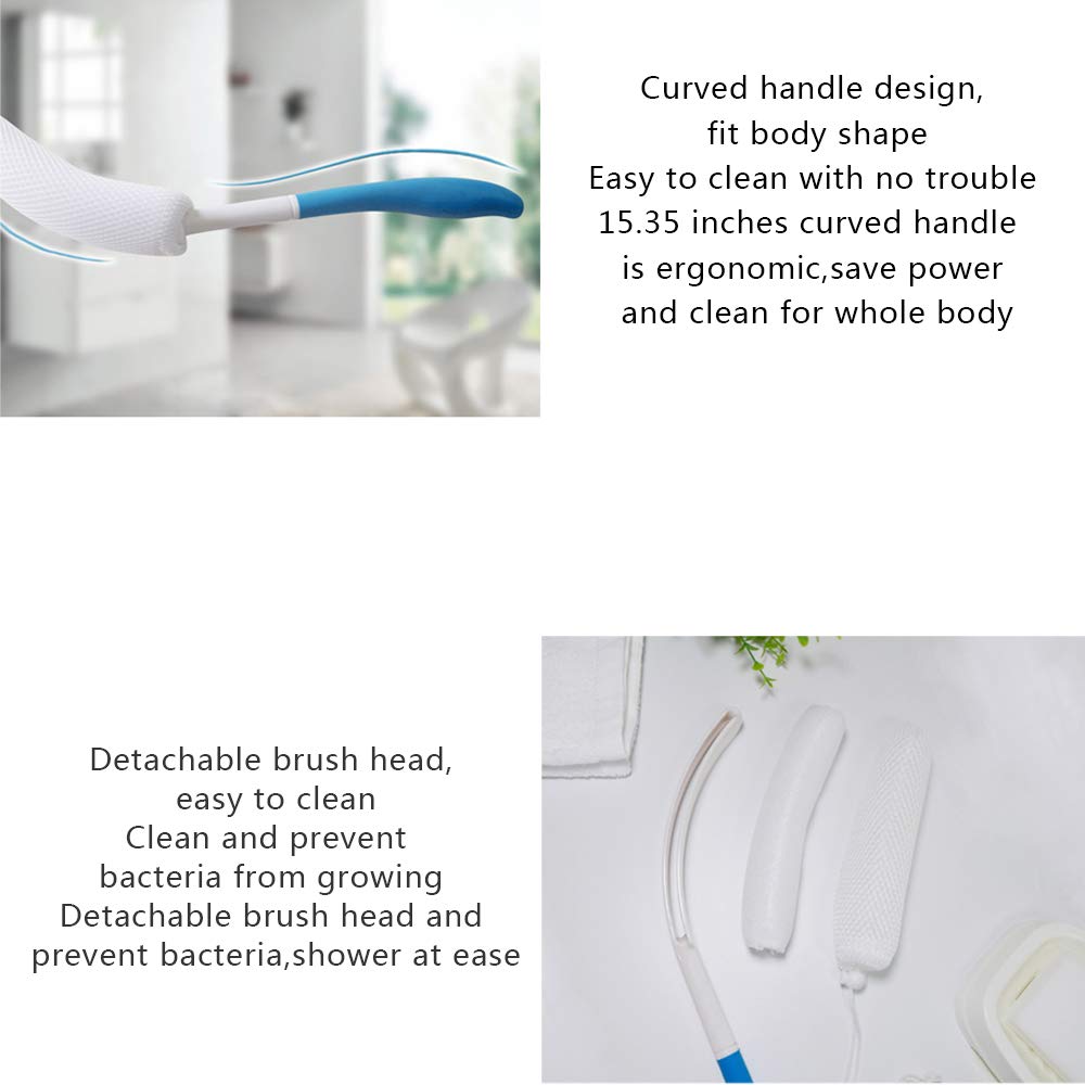 Vansun Long Curved Bath Brush | 15.35 Inches, Easy Reach Anti-Slip Handle Body Brush for Bathing and Shower, Suitable for Elderly, Pregnant Woman，People with Inconvenient Hands : Beauty