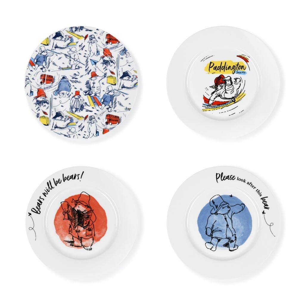 Paddington Bear Side Plates Set of 4 (Classic Paddington Designs) Fine China - Official Merchandise
