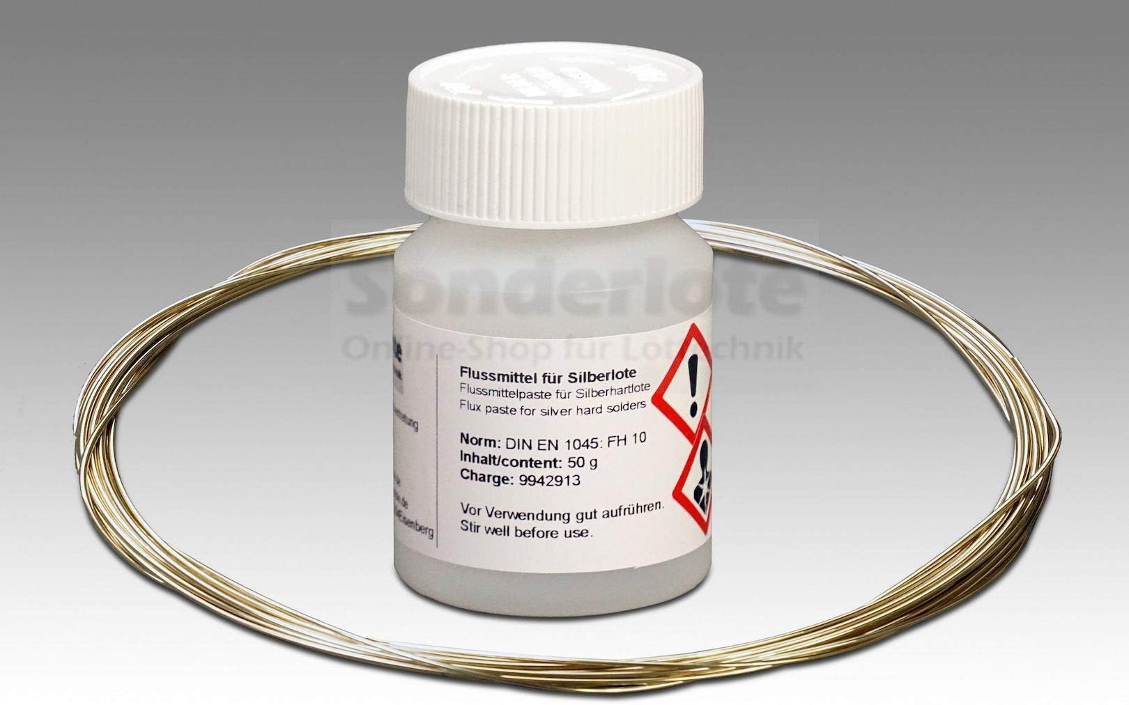 3.00 m Silver Solder Wire 1.0 mm Hard Solder 40% Silver, at 690 °C and 100 g Flux Paste