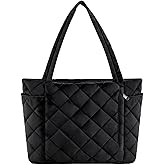 PYOF Tote Bag for Women, Large Puffer Tote Bag for Women, Quilted Puffy Bag with Zipper for Work Travel School Nurse