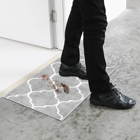 Amazon Com U Artlines 1 Piece Doormat Area Rug Decorative Non Slip Floor Mat Machine Washable For Indoor Outdoor Entryway Kitchen Bathroom 21x34 Gray Garden Outdoor