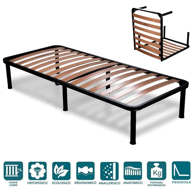 EVERGREENWEB Small Double Folding Bed Frame 4ft x 6ft3 size 120x190cm